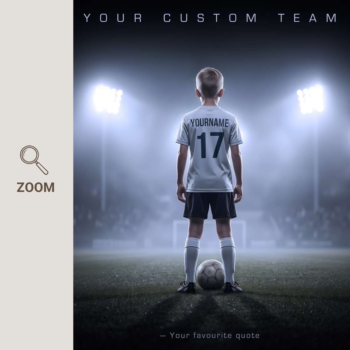 Collage poster combining multiple action shots of a player across a season, with small milestone captions and a muted…