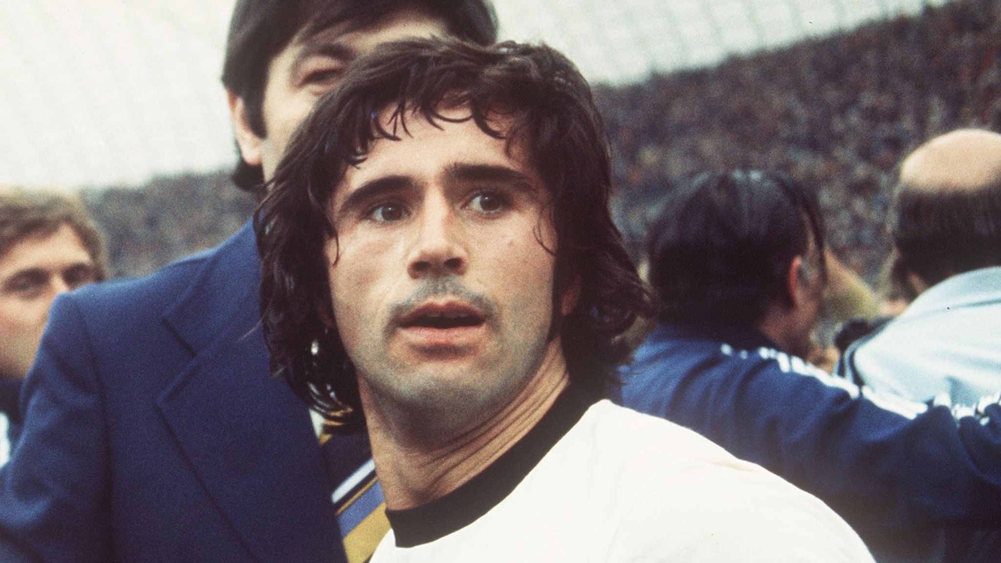 Gerd Müller wearing Germany colours, classic striker image