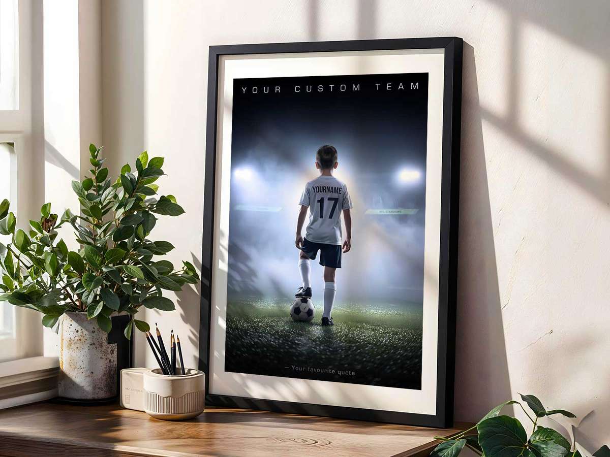 Poster-style custom playbook print showing a memorable tactic and season highlights suitable for wall display