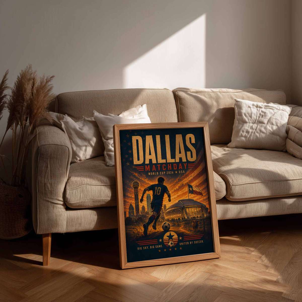 Illustrated poster capturing the decisive final kick with dramatic lighting and spectators in the background