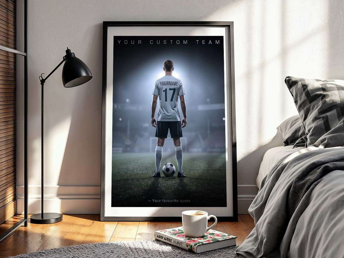 Artistic illustration of How a Personalized Inspirational Soccer Becomes Truly Meaningful presented through stadium energy with competitive movement