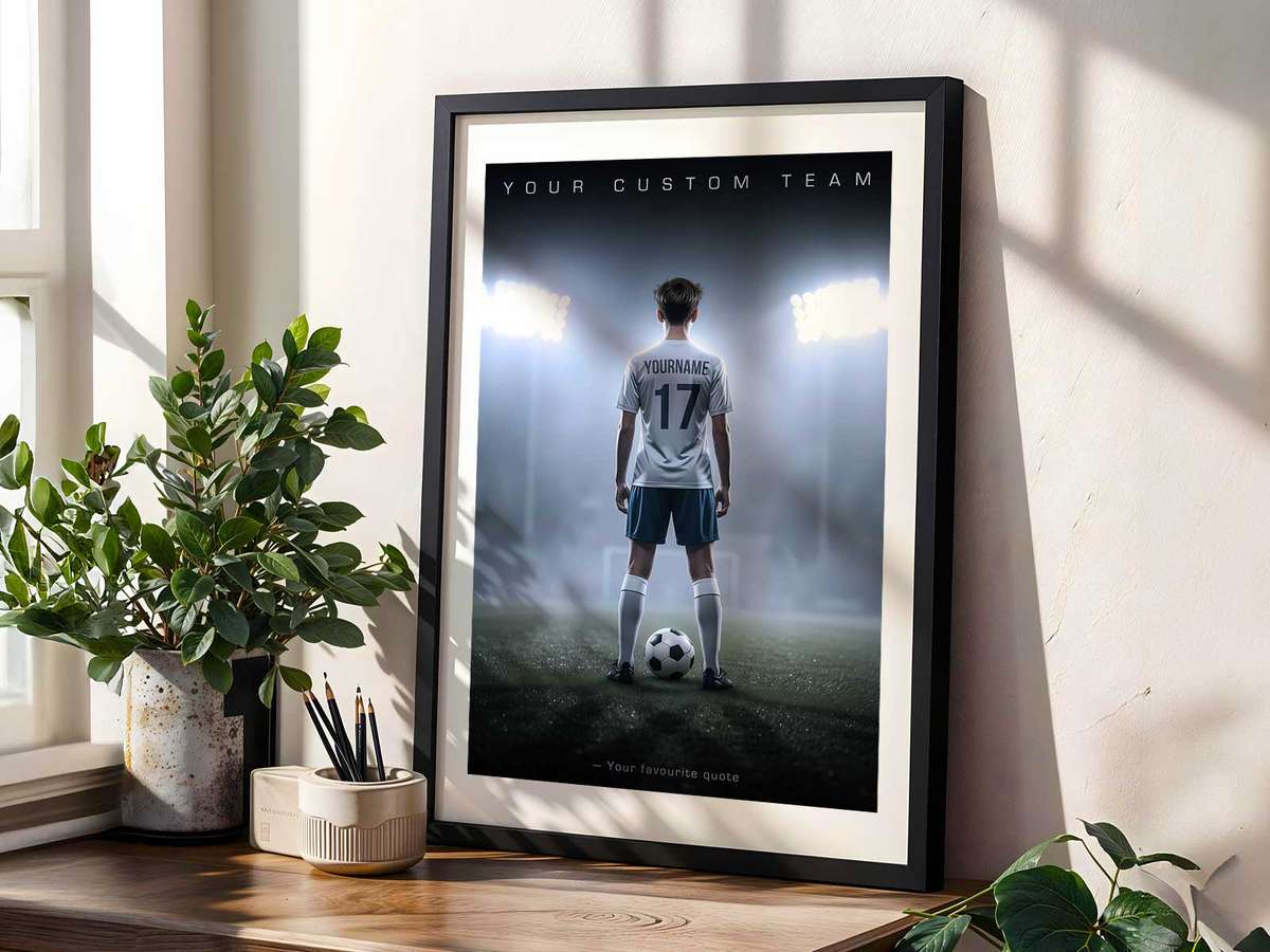 How to Choose a Personal Football Gift for Players Beyond a Last-Minute decorative print featuring athletic motion framed by stadium atmosphere for soccer players