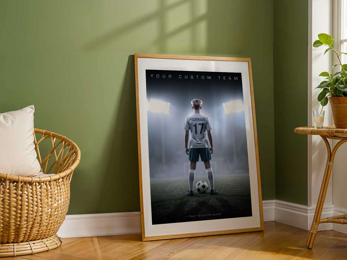 Certificate of appreciation in a matte frame displayed next to a soccer ball