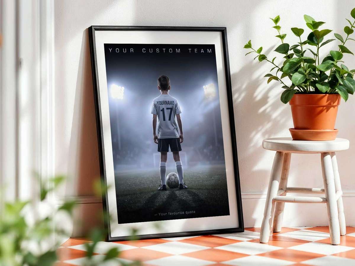 Collage-style poster featuring action stills, season highlights and a central jersey icon for a unified team identity