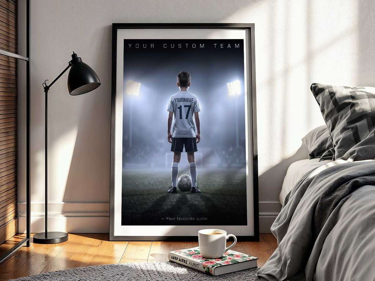 Poster with space for a season reflection quote and a photo area, designed for players to share memories and lessons learned