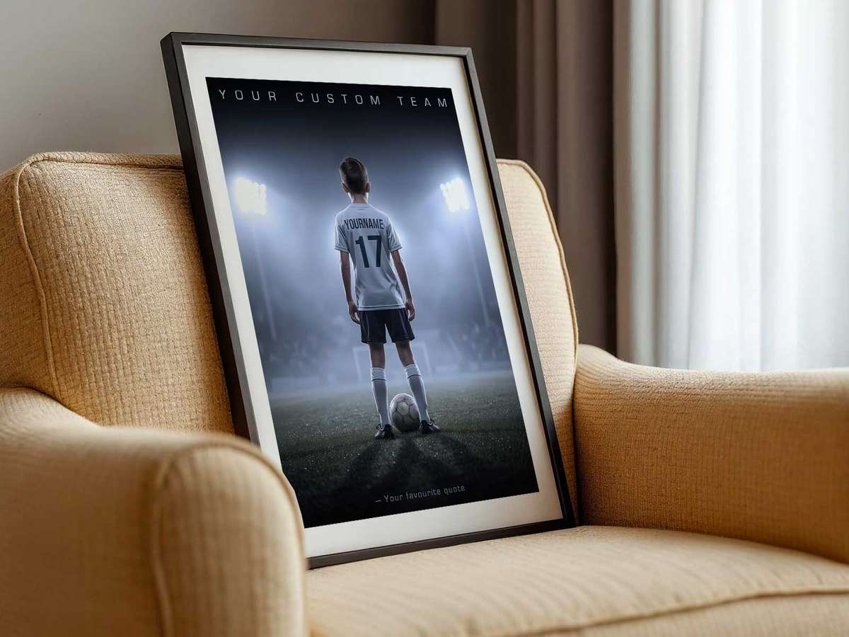 Gallery-style Soccer Player Gifts That Recognize Effort artwork with artistic details for home office decor