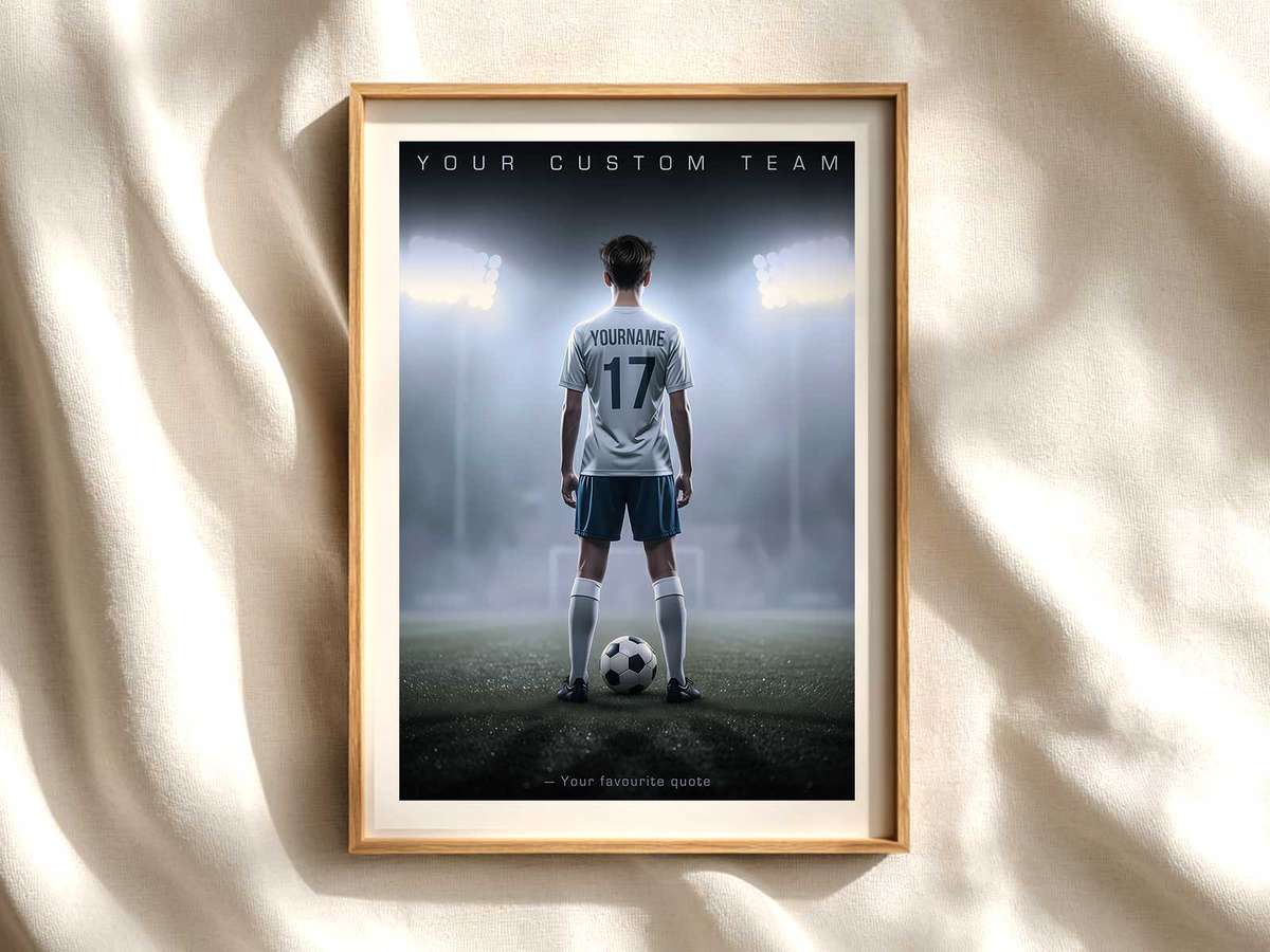 Fan Identity Collage Poster soccer poster shown as framed football wall decor